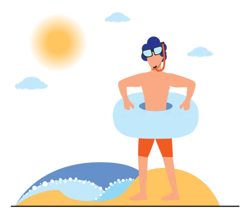 Man going for underwater swimming adventure Illustration