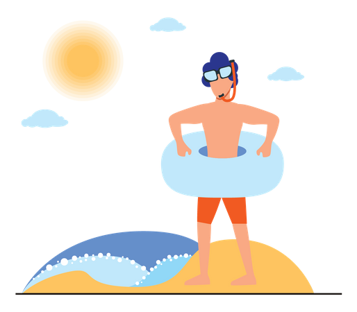 Man going for underwater swimming adventure  Illustration