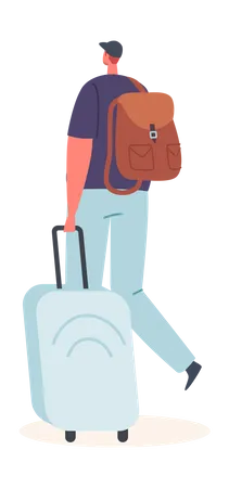 Man going for vacation  Illustration