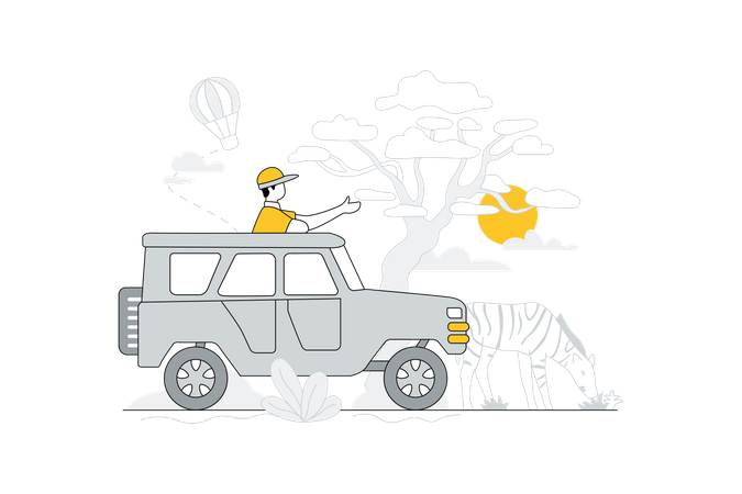 Man going for Wildlife travel  Illustration