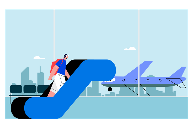 Man going in flight  Illustration