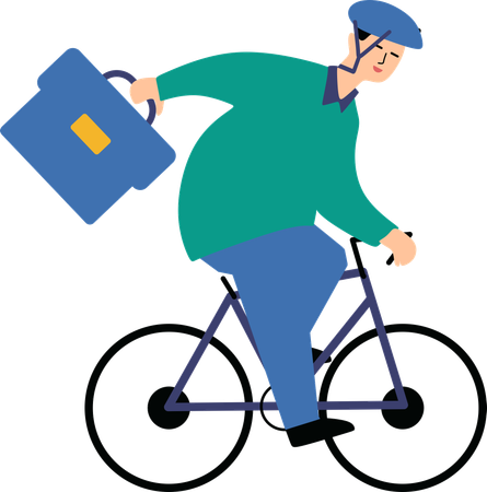 Man going office on bicycle  Illustration