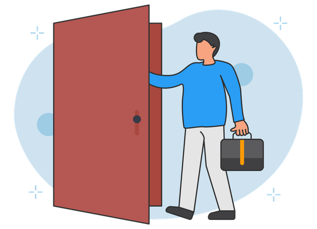 Man going office with bag  Illustration