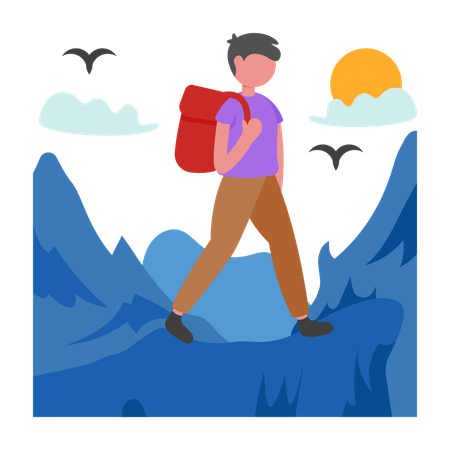 Man going on Hiking  Illustration