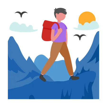 Man going on Hiking  Illustration