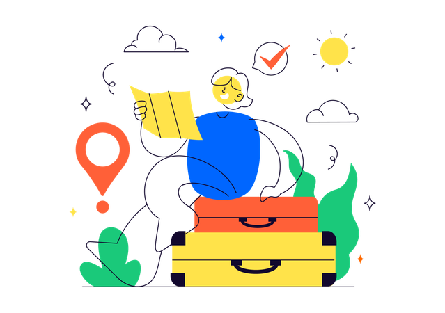 Man going on International Solo Travel  Illustration