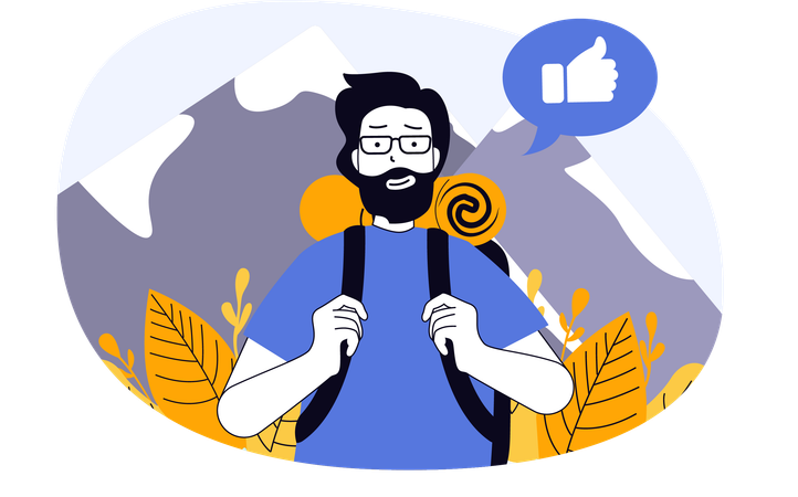 Man going on mountain hiking  Illustration
