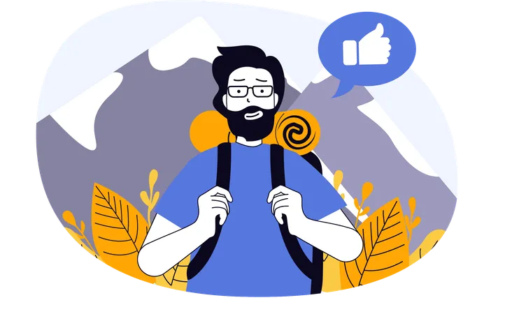 Man going on mountain hiking  Illustration