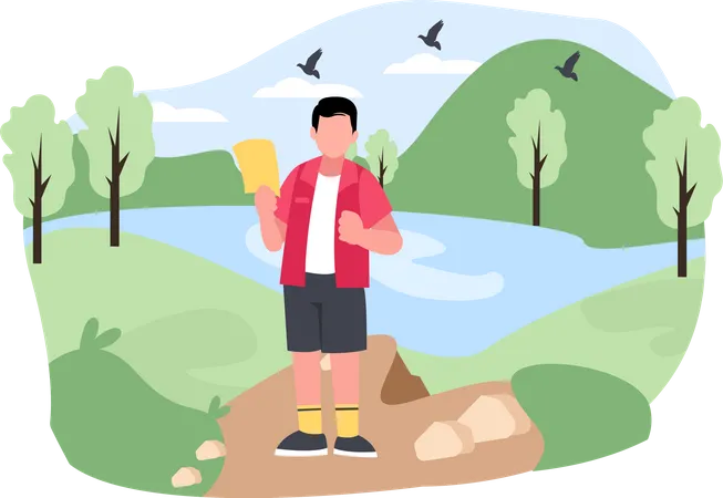 Man going on nature Travel  Illustration