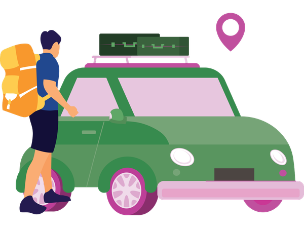 Man going on road Trip  Illustration