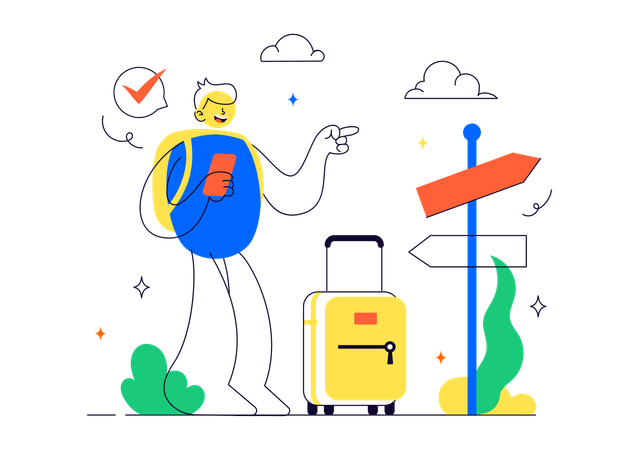 Man going on Solo Travel  Illustration