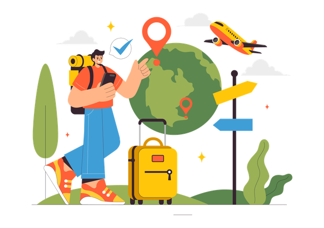 Man going on tour  Illustration