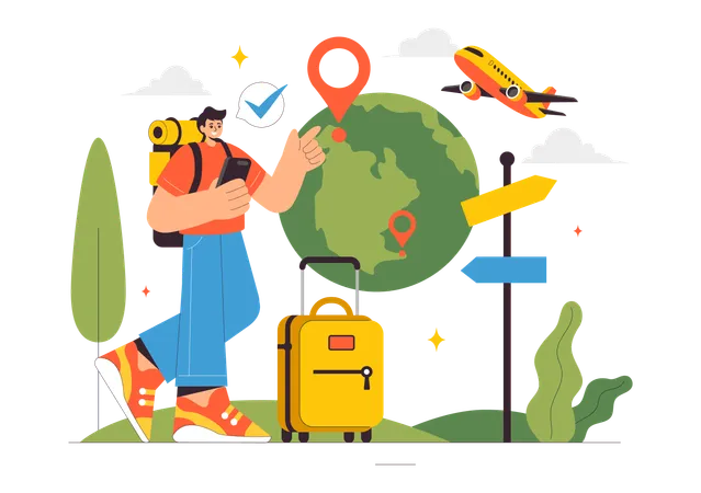 Man going on tour  Illustration