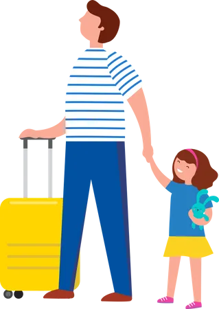Man going on tour with his daughter Illustration