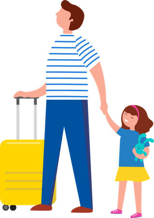 Man going on tour with his daughter  Illustration