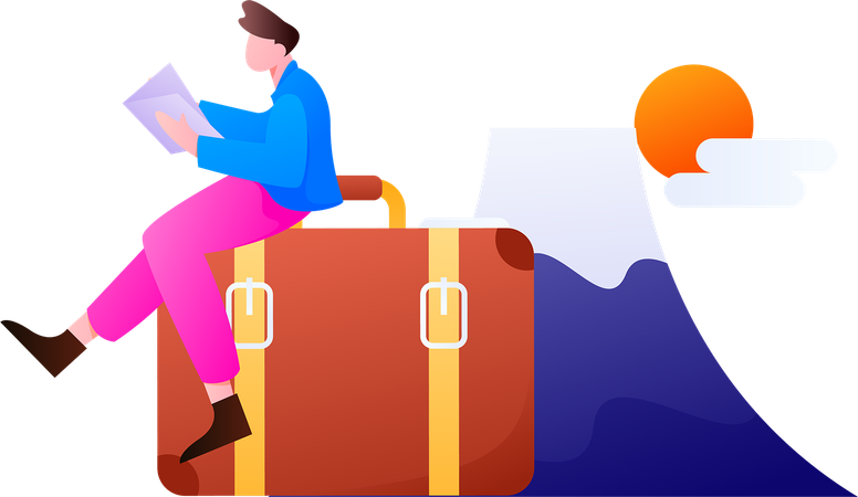 Man Going On Vacation  Illustration