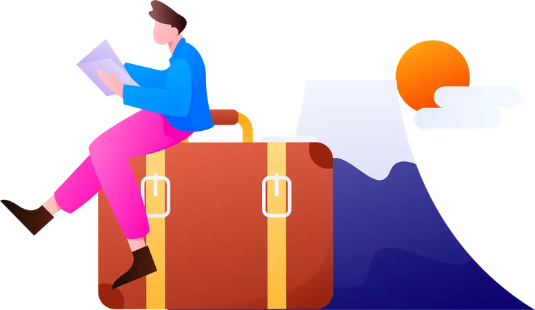 Man Going On Vacation  Illustration