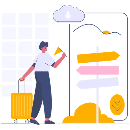 Man Going on vacation  Illustration