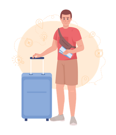 Man Going on vacation to tropical destination Illustration
