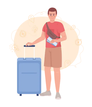 Man Going on vacation to tropical destination Illustration