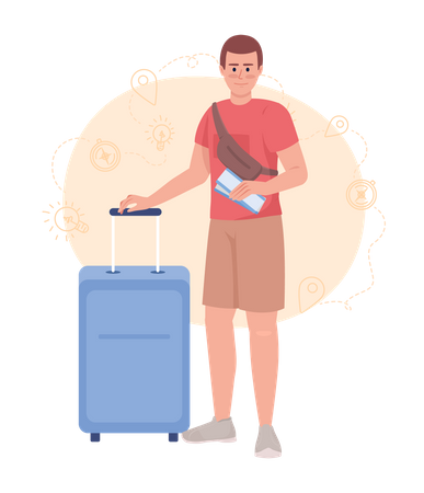 Man Going on vacation to tropical destination  Illustration