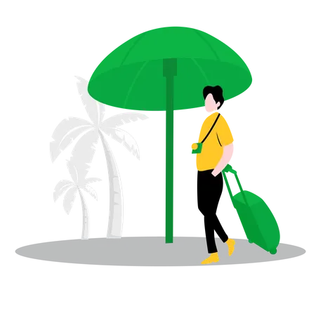 Man going on vacation trip  Illustration