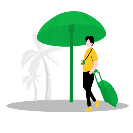 Man going on vacation trip  Illustration