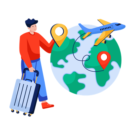 Man going on World tour  Illustration