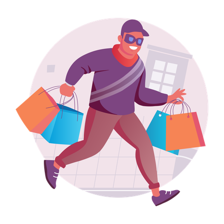 Man going shopping on black friday to steal deals  Illustration