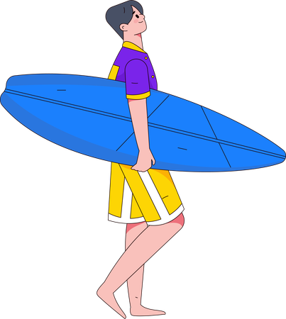 Man going surfing  Illustration