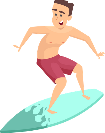 Man going surfing Illustration