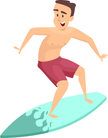 Man going surfing Illustration