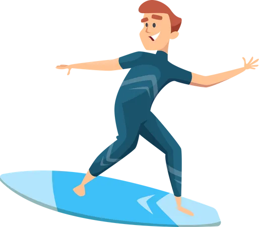 Man Going Surfing Illustration