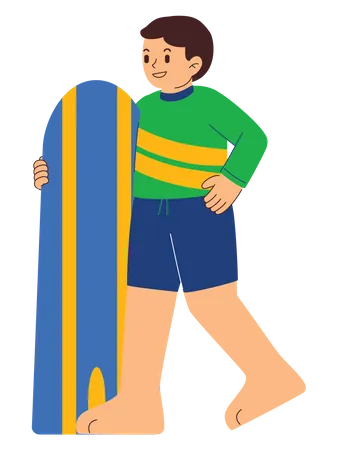 Man Going Surfing  Illustration