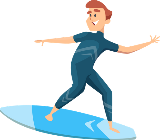 Man Going Surfing  Illustration