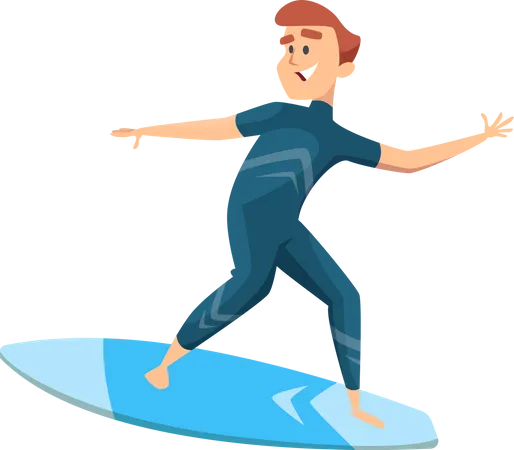 Man Going Surfing  Illustration