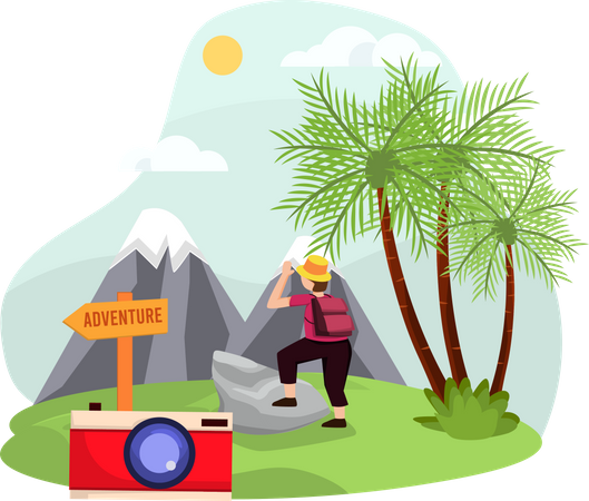 Man going to adventure trip  Illustration