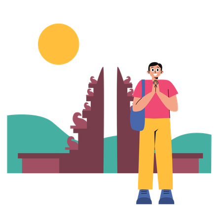 Man going to Bali Travel  Illustration