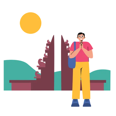 Man going to Bali Travel  Illustration