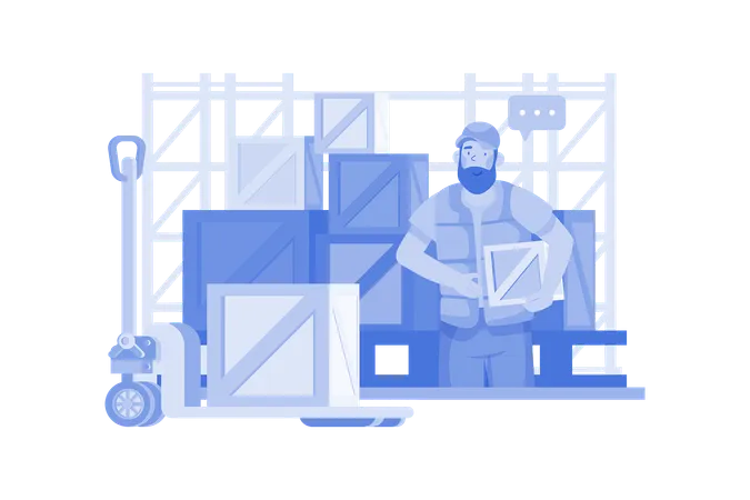 Man Going To Deliver A Package  Illustration