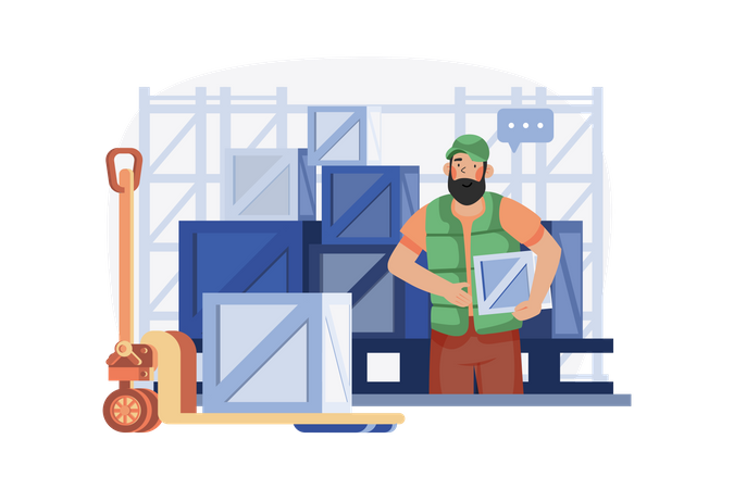 Man going to deliver a package Illustration