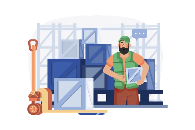 Man going to deliver a package Illustration