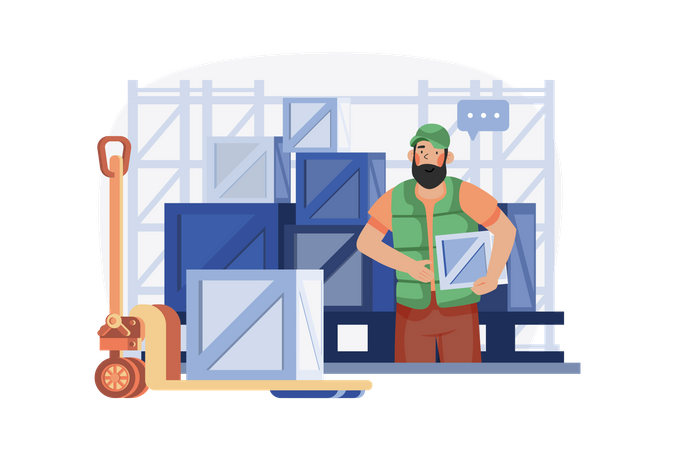 Man going to deliver a package  Illustration