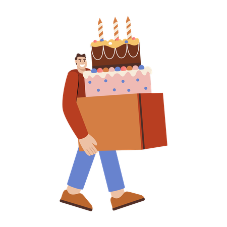 Man going to deliver cake  Illustration