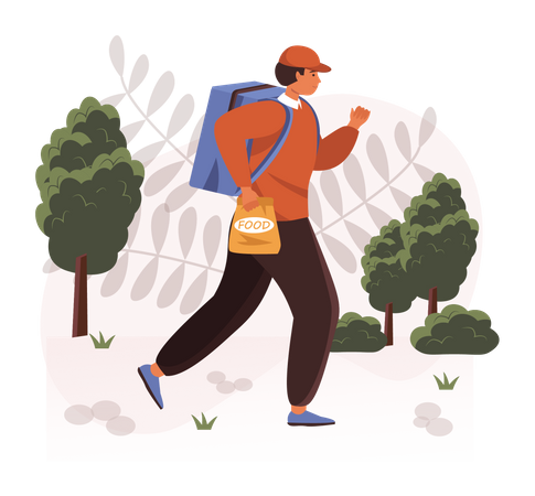 Man going to deliver food  Illustration