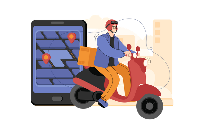 Man going to deliver package Illustration