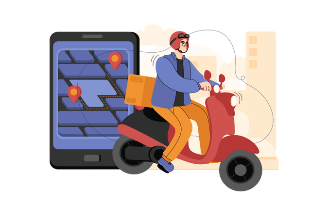 Man going to deliver package  Illustration