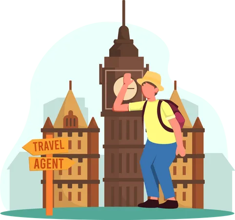 Man going to global trip Illustration