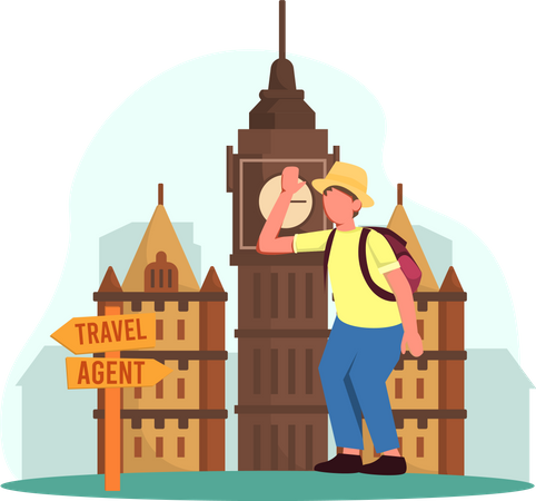 Man going to global trip  Illustration