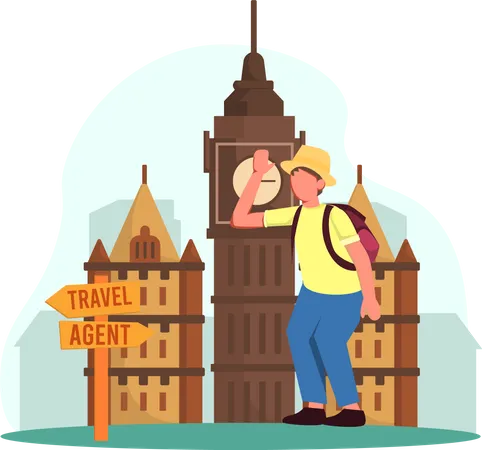 Man going to global trip  Illustration